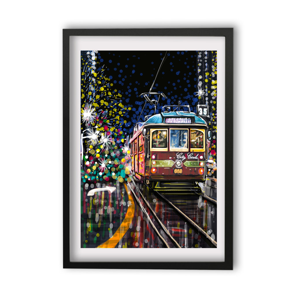 Print (Iconic) - Melbourne Tram Red Night