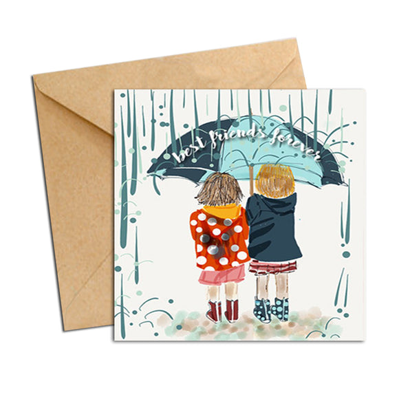 Card - Friends Forever - Girls in the rain