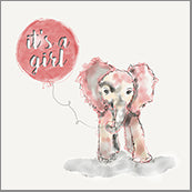 Small Cards (Pack of 10) - Baby Girl Elephant Pink