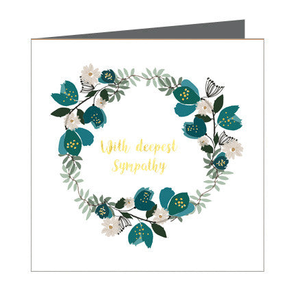 Card - Sympathy - Ring of Teal Blooms