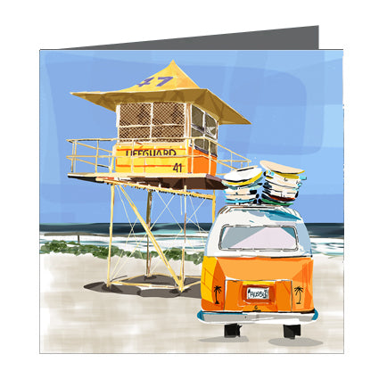 Card - Iconic Coastal - Surf life tower with combi
