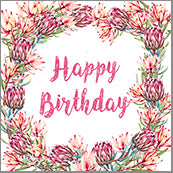 Small Cards (Pack of 10) - Happy Birthday Proteas and leucadendron Ring