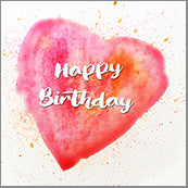 Small Cards (Pack of 10) - Happy Birthday Heart Blood Orange