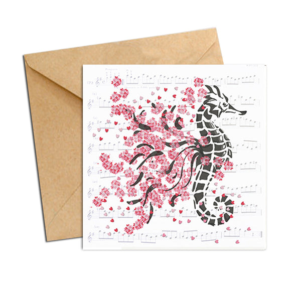 Card - Heart Confetti  Sea Horse