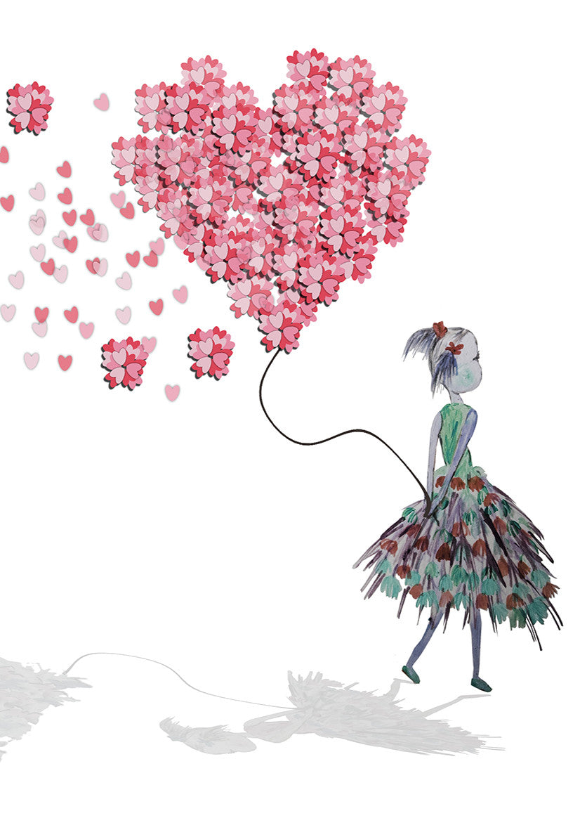 Print Heart Confetti Girl with Balloon