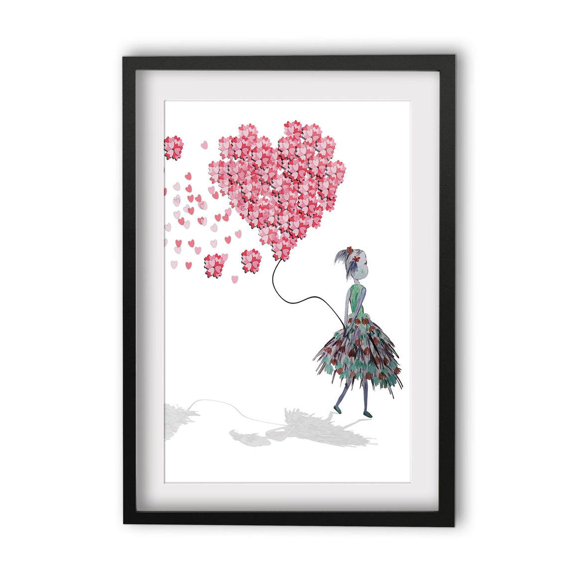 Print Heart Confetti Girl with Balloon