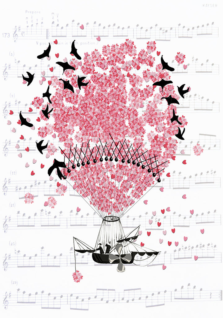 Print Heart Confetti Hot Air Balloon