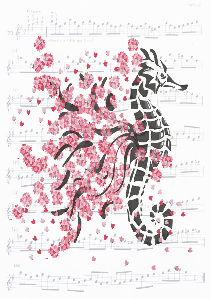 Print Heart Confetti Sea Horse
