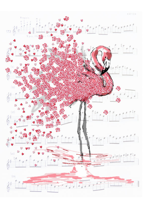Print Heart Confetti Flamingo