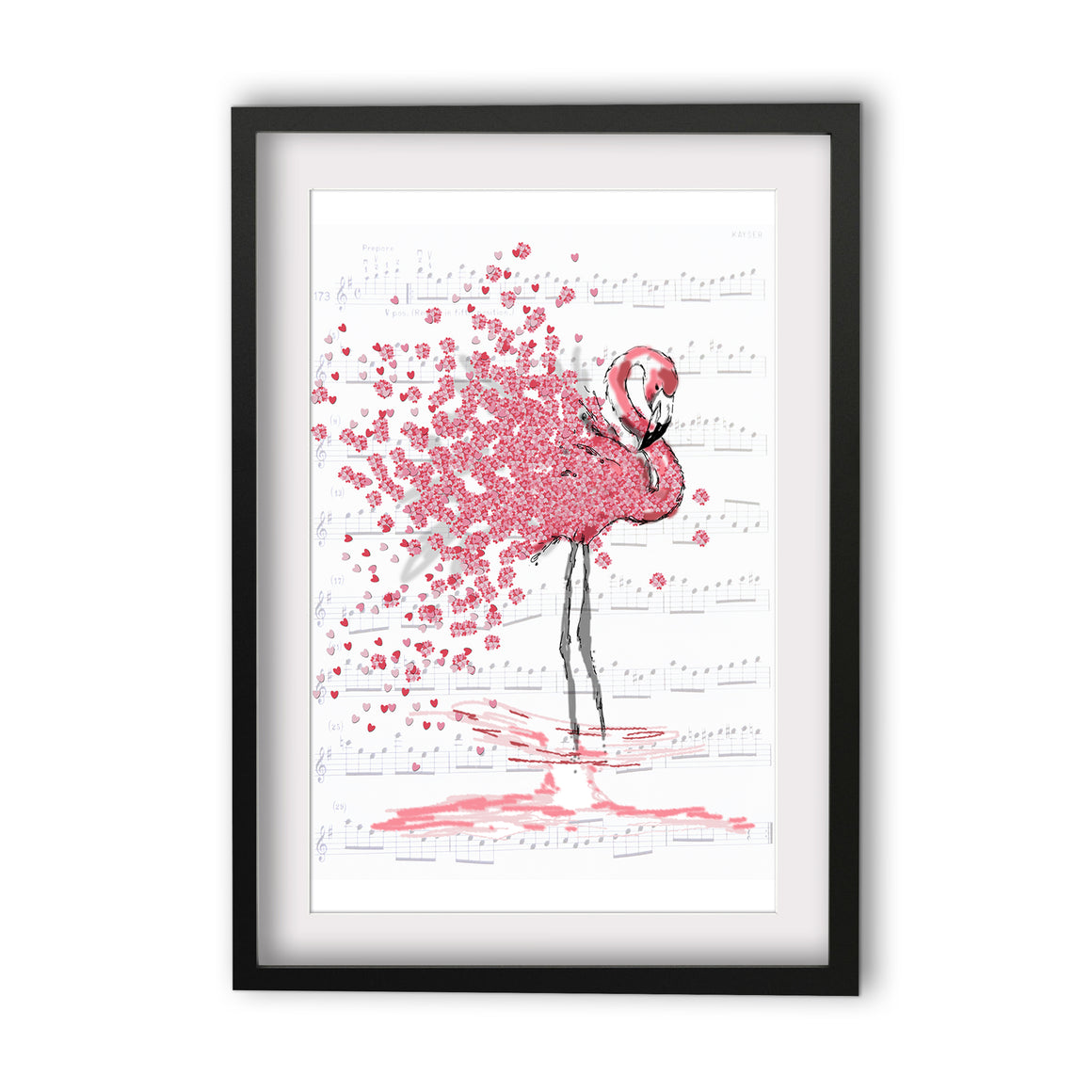 Print Heart Confetti Flamingo