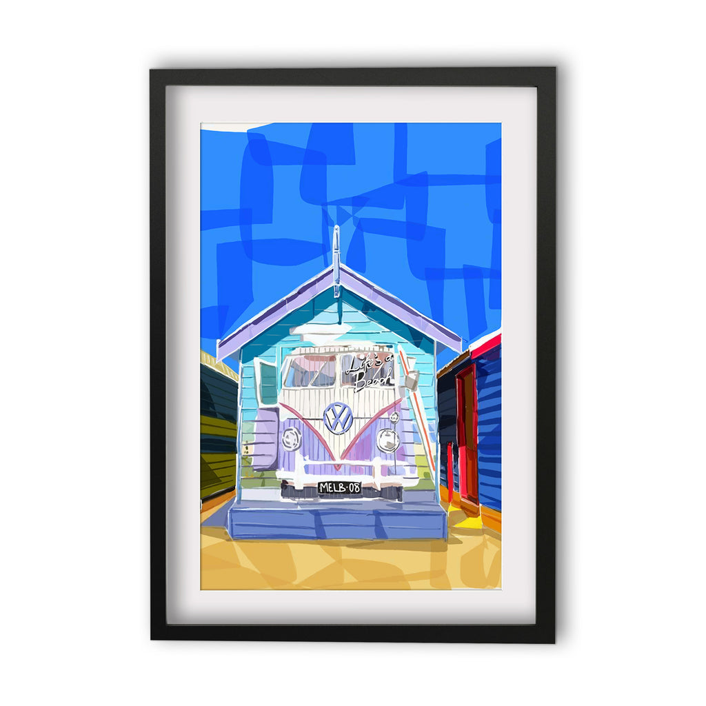 Print (Iconic) - Melbourne Beach Box with Kombi