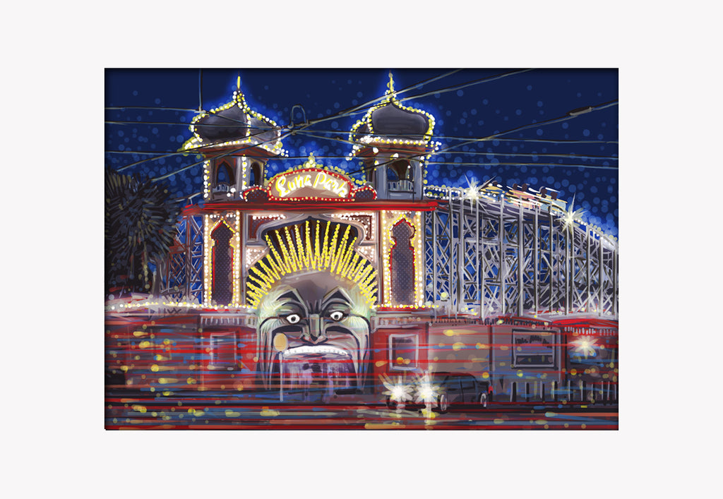 Print (Iconic) - Melbourne Luna Park by Night