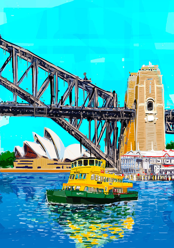 Print (Iconic) - Sydney Harbour Bridge, Opera House and Ferrier