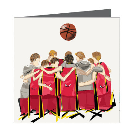 Card - Sports - Basketball Boys huddle Red and Black