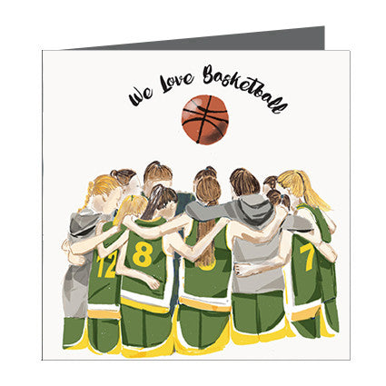 Card - Sports - Basketball Girls huddle Yellow and Green