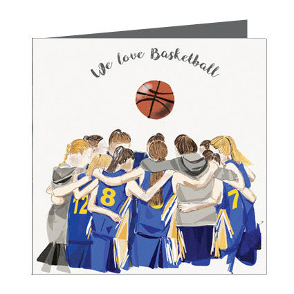 Card - Sports - Basketball Girls huddle Blue and Yellow