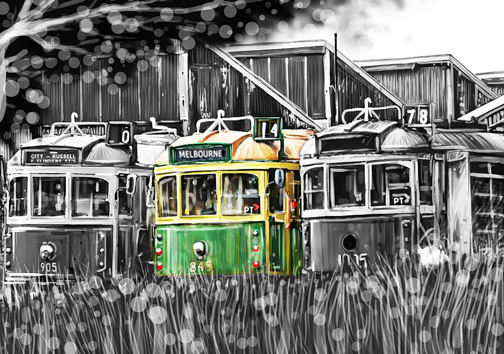 Print (Iconic) - Melbourne Trams at Depot