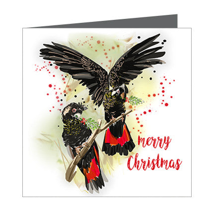 Card - Xmas Aus-Cockatoos Black