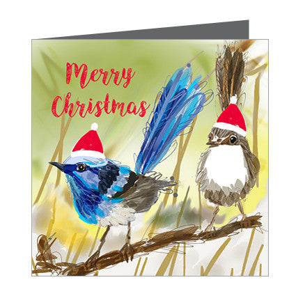 Card - Xmas Aus -Blue Wren