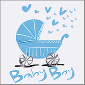 Small Cards (Pack of 10) - Baby Boy Pram Blue