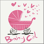 Small Cards (Pack of 10) - Baby Girl Pram Pink
