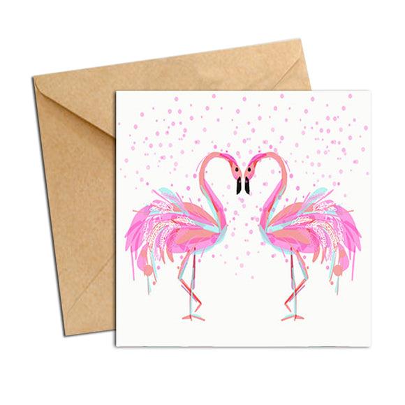 Card - Bird - Flamingos Inlove