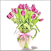 Small Cards (Pack of 10) - Tulips in Vase