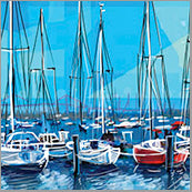 Small Cards (Pack of 10) - Boats Blue