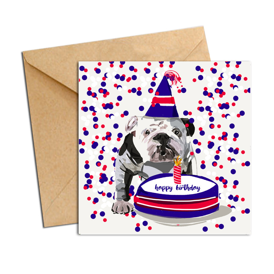 Card - Birthday Bulldog with Cake