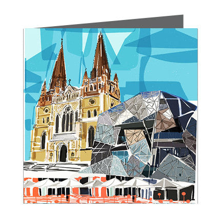 Card - Iconic Melbourne Saint Pauls and Federation Square