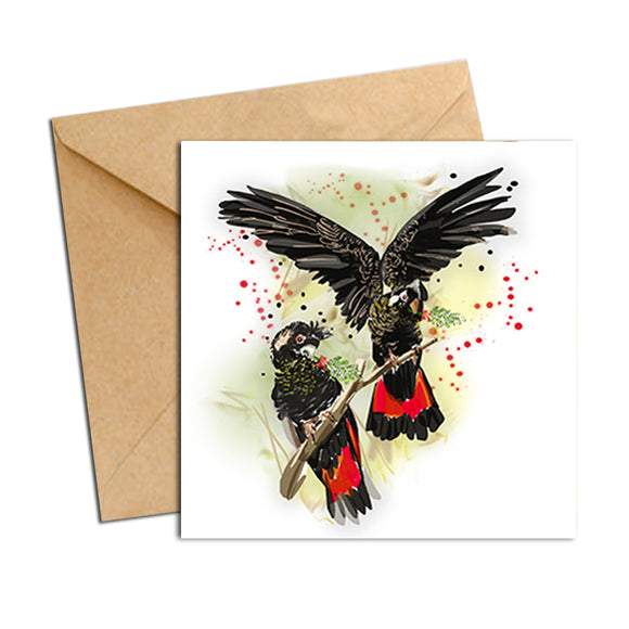 Card - Australian Bird Cockatoos Black