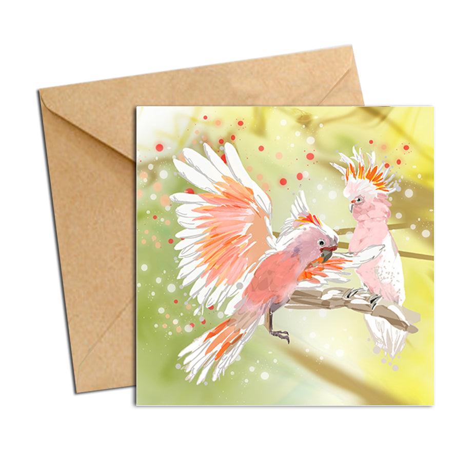 Card - Australian Bird Cockatoos Pink