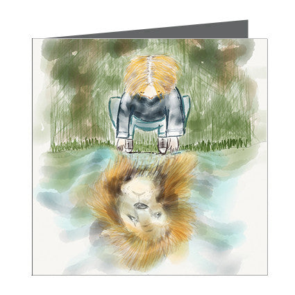 Card - Choose Courage - Boy with reflection of lion in water