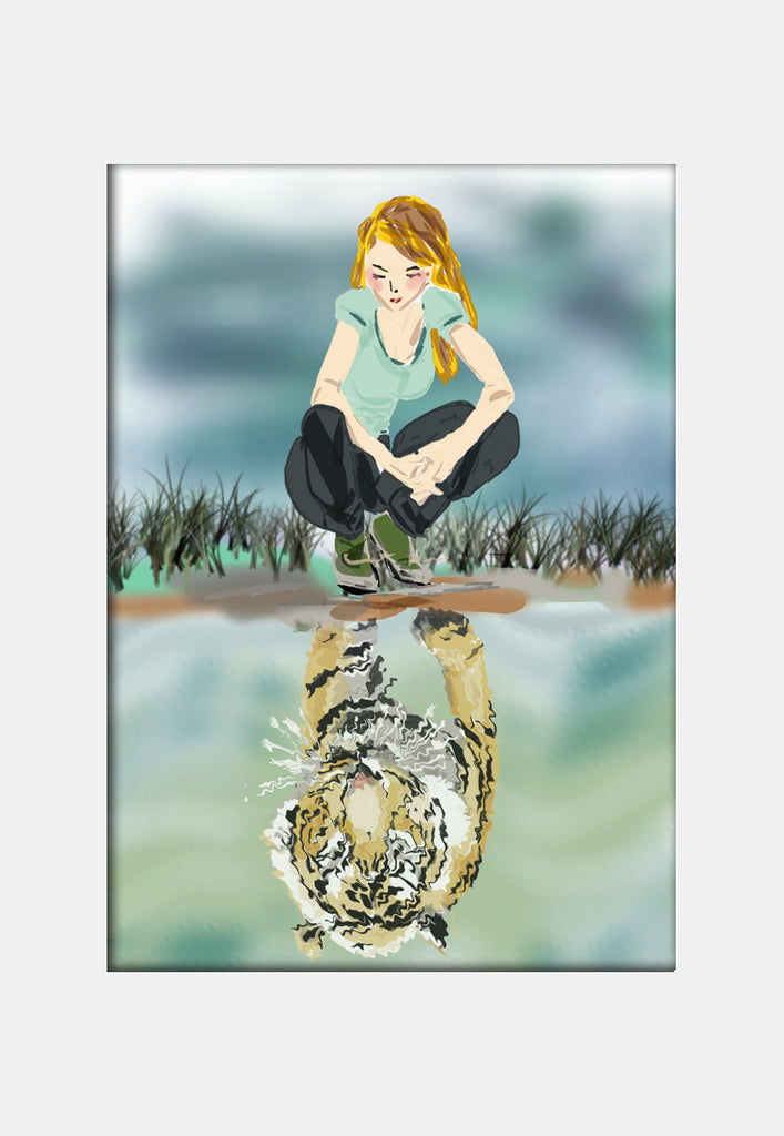 Print Courage - Girl and tiger reflection