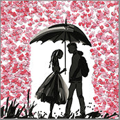 Small Cards (Pack of 10) - Heart Confetti Couple in rain