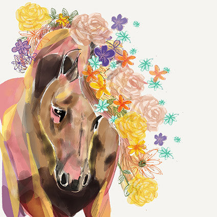 Card - Horse with Flowers