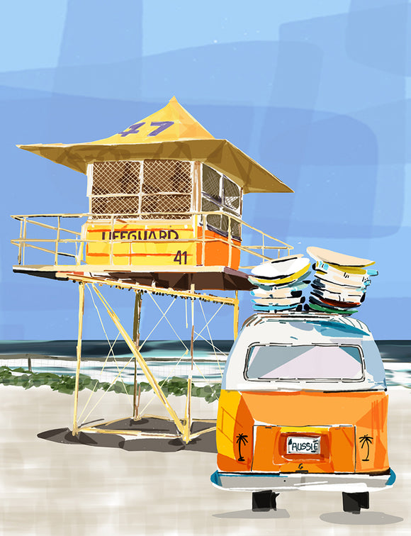 Print (Iconic) - Coastal Surf Tower with Combi