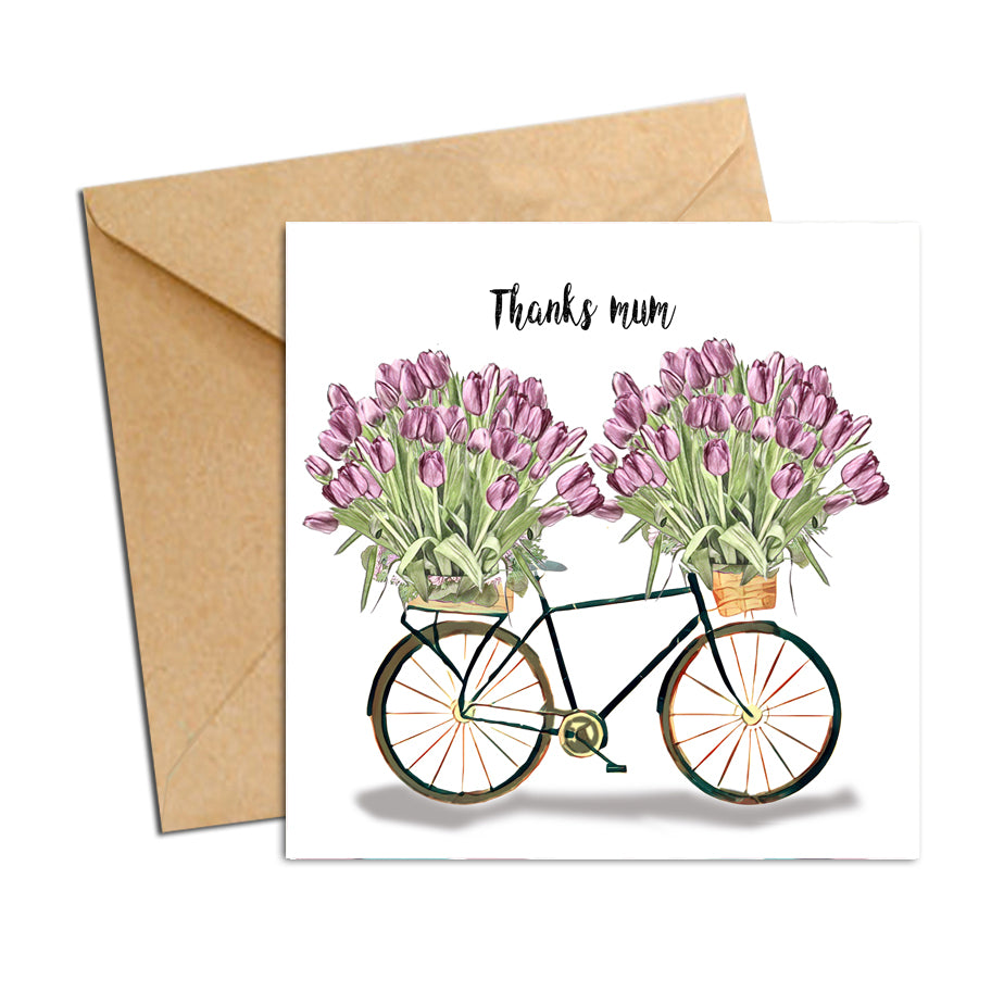 Card - Mum bike with Tulips