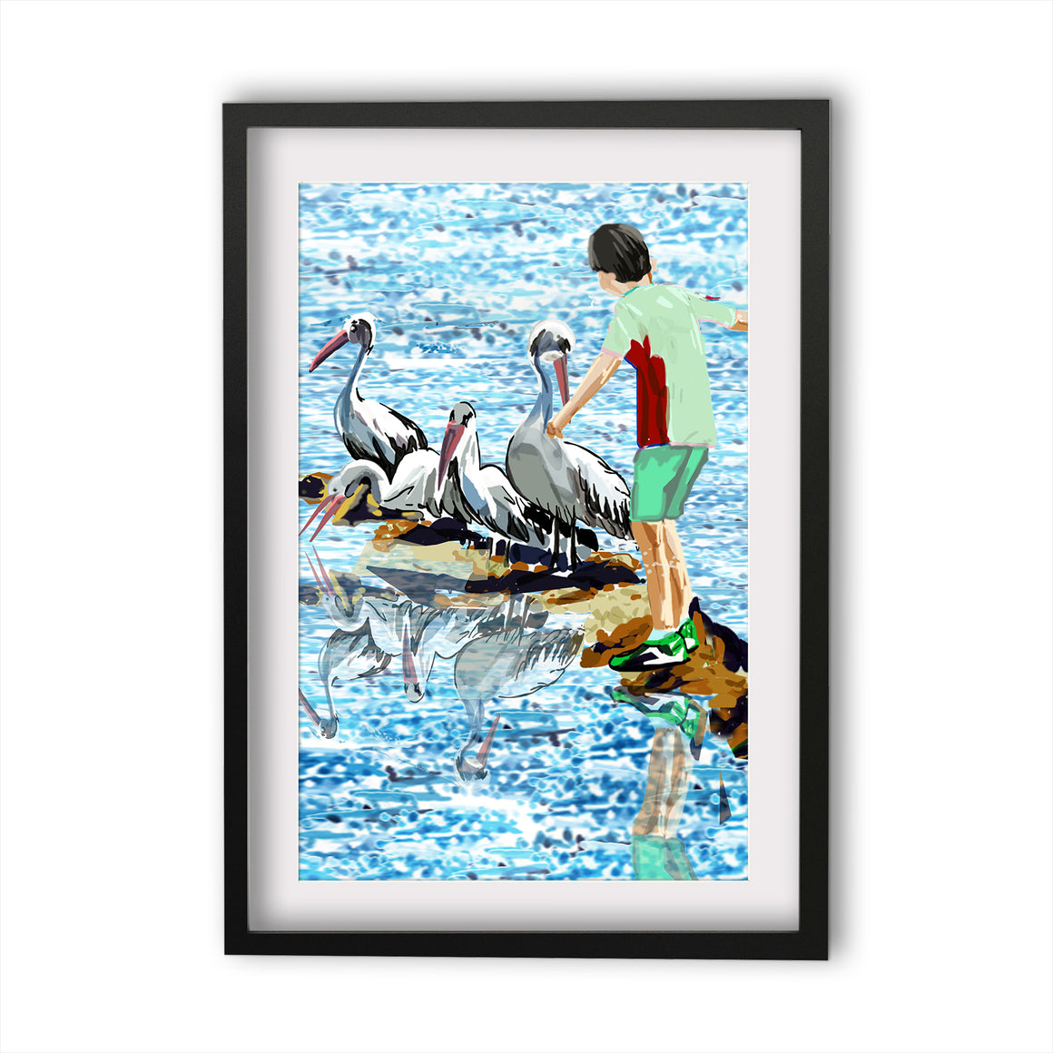 Print (Iconic) - Coastal Pelicans and Boy