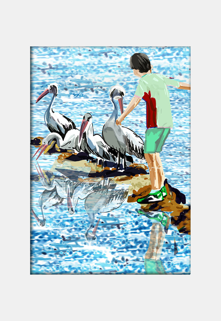 Print (Iconic) - Coastal Pelicans and Boy