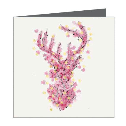 Card - Stag with Pink Blossoms