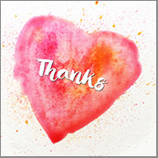 Small Cards (Pack of 10) - Thanks Heart Blood Orange