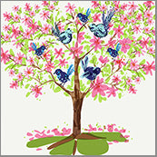 Small Cards (Pack of 10) - Tree with Wrens