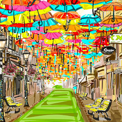 Card - Iconic - Portugal Umbrella Laneway