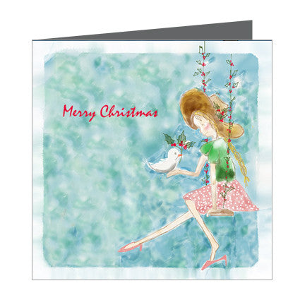 Card - Xmas Girl on swing