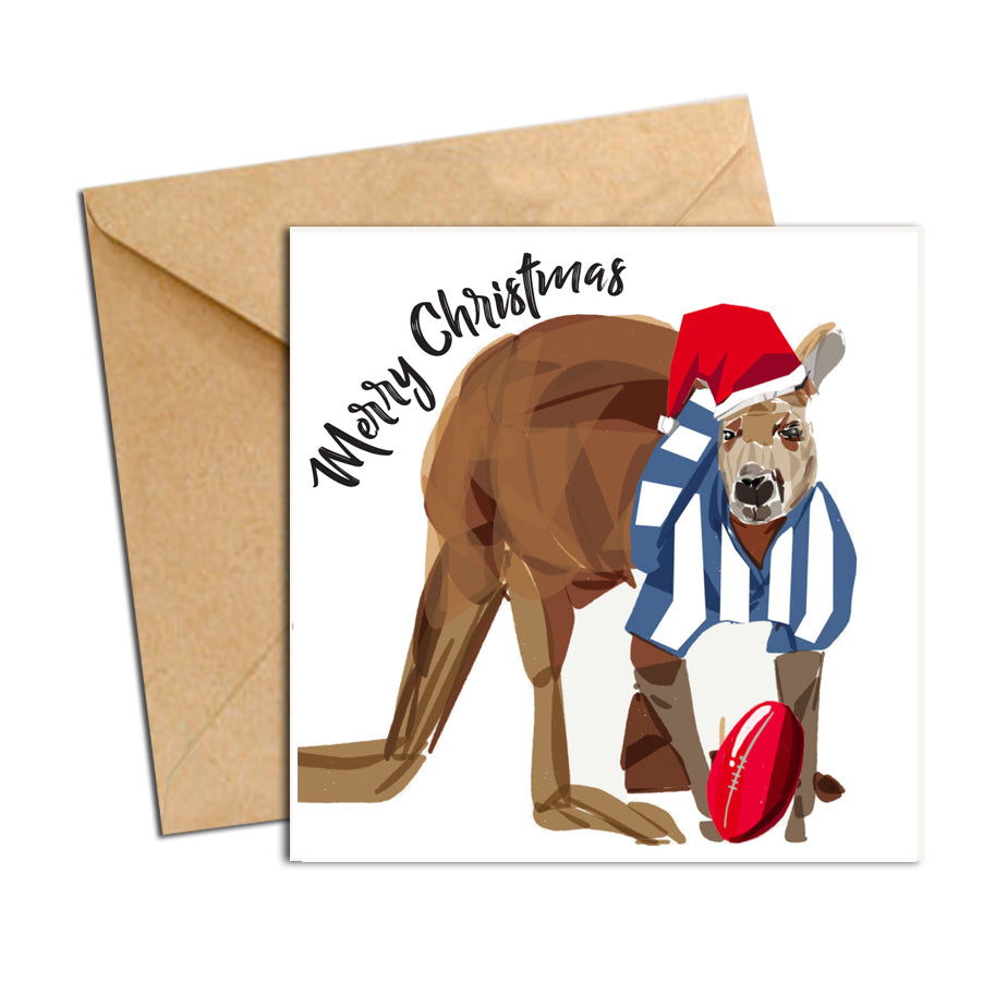 Card - Xmas Footy Kangaroo North Melbourne